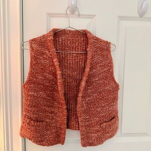 Chunky Coral Orange Knit Vest
